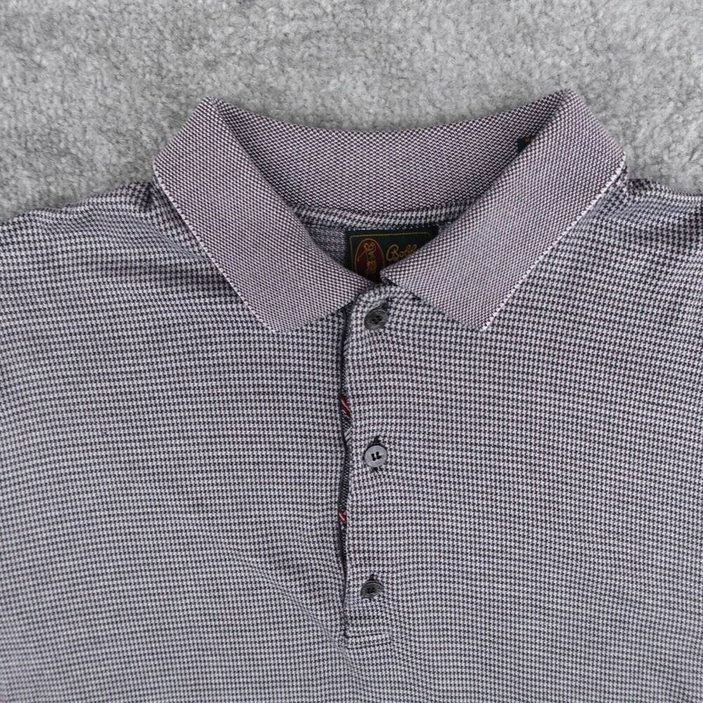 Vintage Bobby Jones Shirt Men's L Gray Houndstooth Short Sleeve Cotton Golf Polo